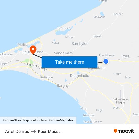 Arrêt De Bus to Keur Massar map