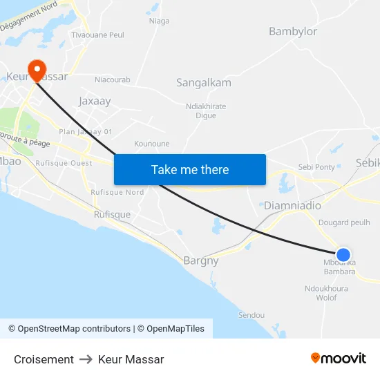 Croisement to Keur Massar map