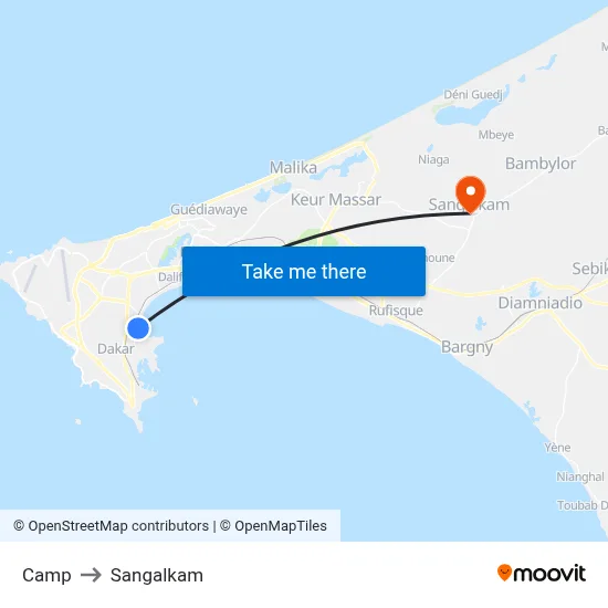 Camp to Sangalkam map