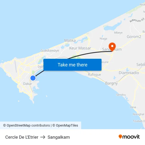 Cercle De L'Etrier to Sangalkam map