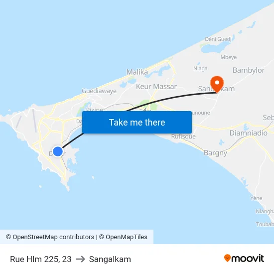 Rue Hlm 225, 23 to Sangalkam map