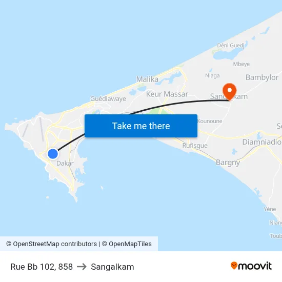 Rue Bb 102, 858 to Sangalkam map