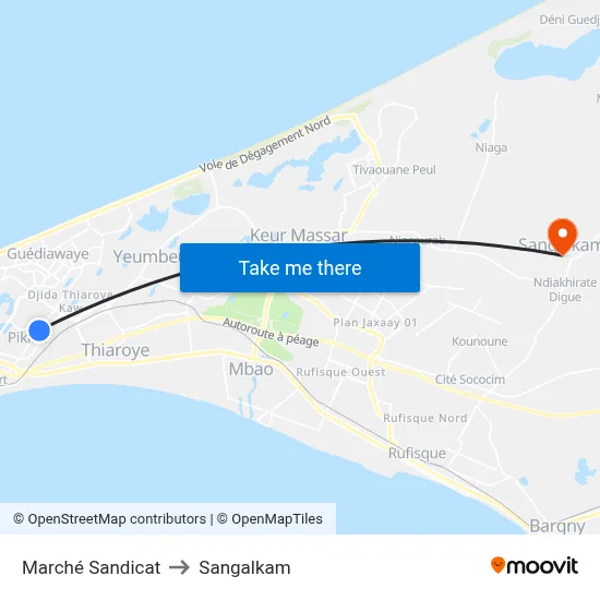 Marché Sandicat to Sangalkam map