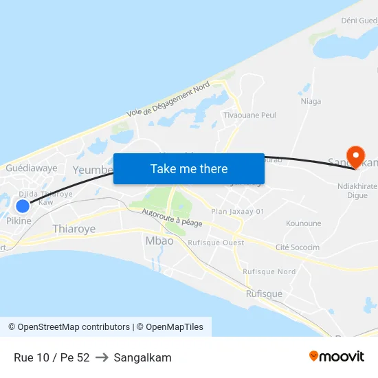 Rue 10 / Pe 52 to Sangalkam map