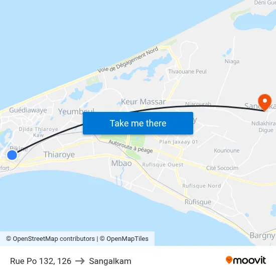 Rue Po 132, 126 to Sangalkam map