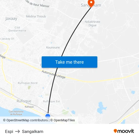 Espi to Sangalkam map