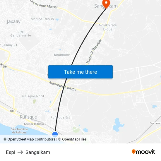 Espi to Sangalkam map