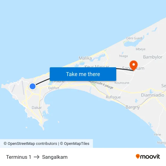 Terminus 1 to Sangalkam map