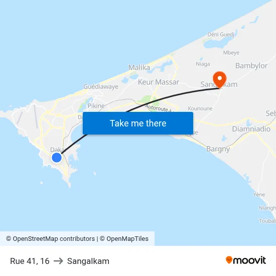 Rue 41, 16 to Sangalkam map