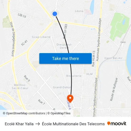 Ecolé Khar Yalla to École Multinationale Des Telecoms map