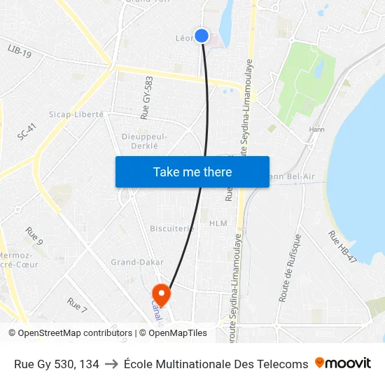 Rue Gy 530, 134 to École Multinationale Des Telecoms map