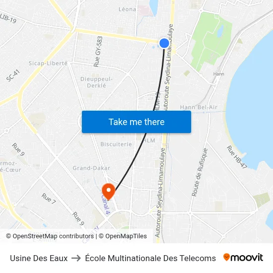Usine Des Eaux to École Multinationale Des Telecoms map