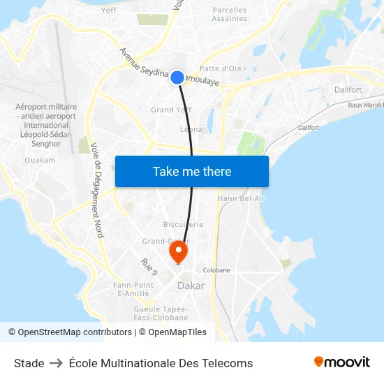 Stade to École Multinationale Des Telecoms map
