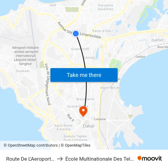 Route De L'Aeroport, 222 to École Multinationale Des Telecoms map