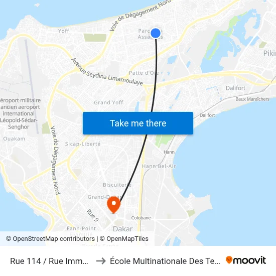 Rue 114 / Rue Immaculée to École Multinationale Des Telecoms map