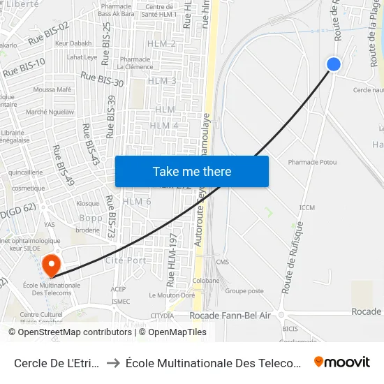 Cercle De L'Etrier to École Multinationale Des Telecoms map