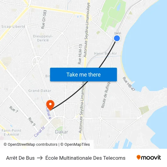 Arrêt De Bus to École Multinationale Des Telecoms map