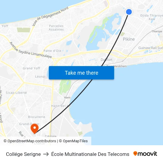 Collége Serigne to École Multinationale Des Telecoms map