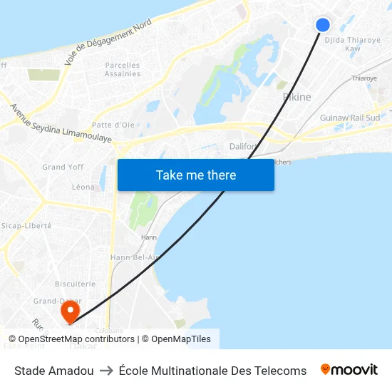 Stade Amadou to École Multinationale Des Telecoms map
