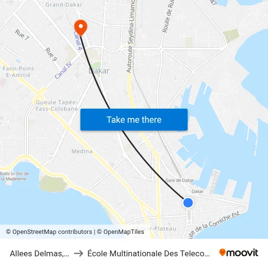 Allees Delmas, 1 to École Multinationale Des Telecoms map