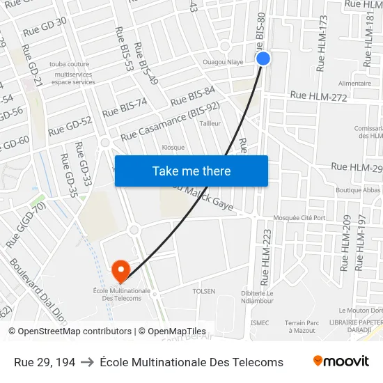 Rue 29, 194 to École Multinationale Des Telecoms map