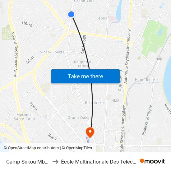 Camp Sekou Mballo to École Multinationale Des Telecoms map