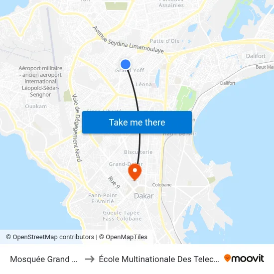 Mosquée Grand Yoff to École Multinationale Des Telecoms map
