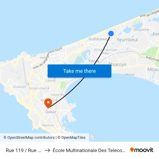 Rue 119 / Rue 57 to École Multinationale Des Telecoms map