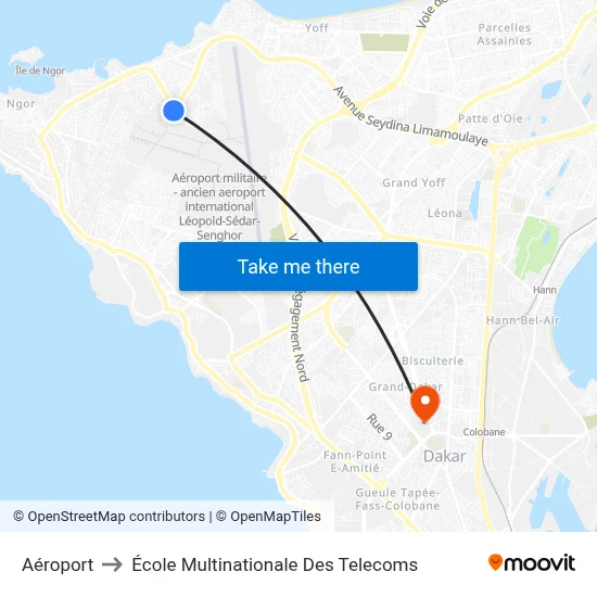 Aéroport to École Multinationale Des Telecoms map