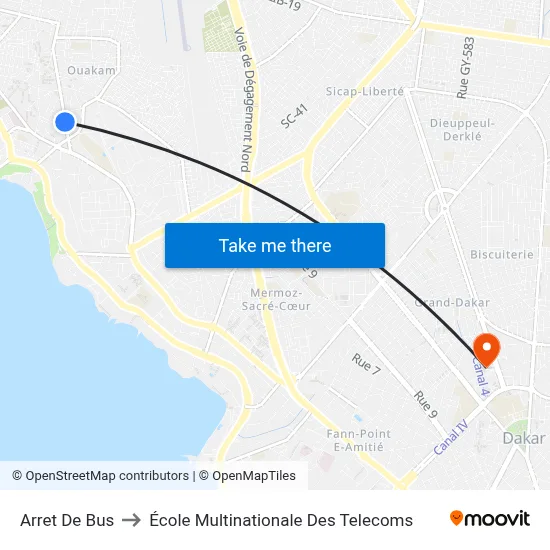 Arret De Bus to École Multinationale Des Telecoms map