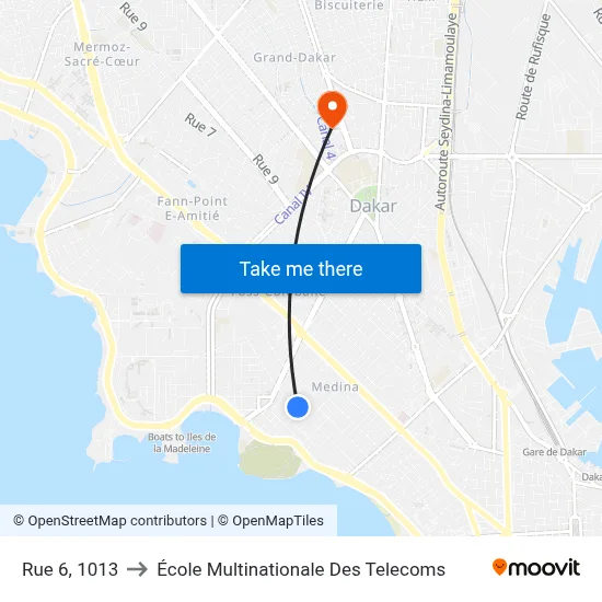 Rue 6, 1013 to École Multinationale Des Telecoms map