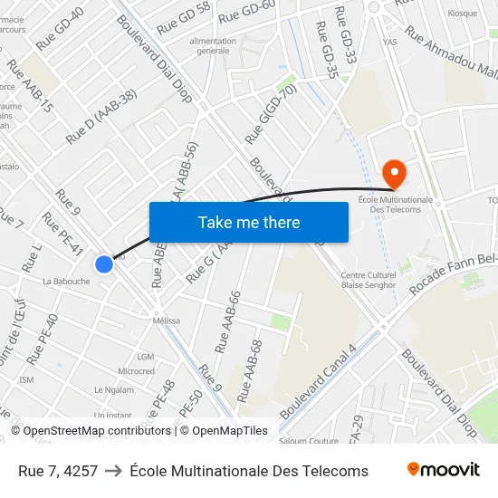 Rue 7, 4257 to École Multinationale Des Telecoms map