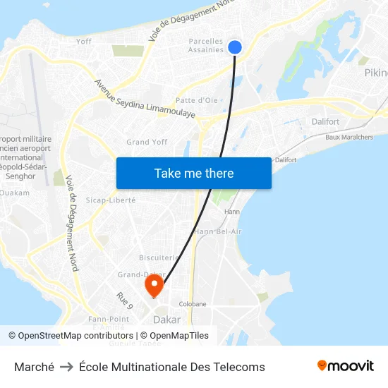 Marché to École Multinationale Des Telecoms map
