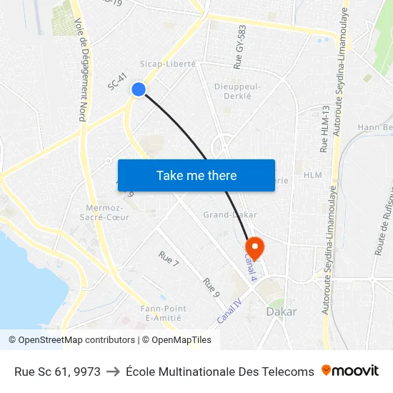 Rue Sc 61, 9973 to École Multinationale Des Telecoms map