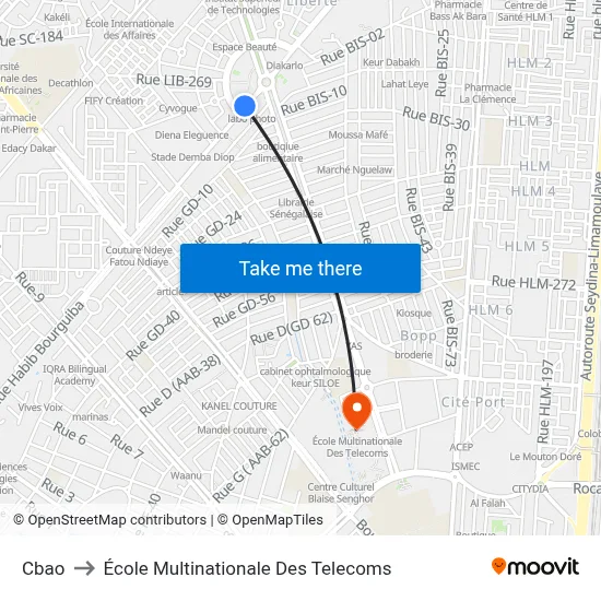 Cbao to École Multinationale Des Telecoms map