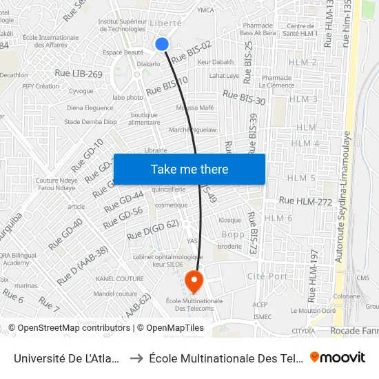 Université De L'Atlantique to École Multinationale Des Telecoms map