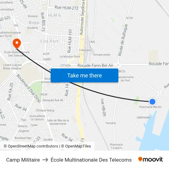 Camp Militaire to École Multinationale Des Telecoms map