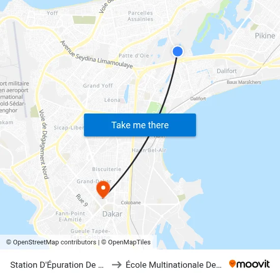 Station D'Épuration De Cambérene to École Multinationale Des Telecoms map