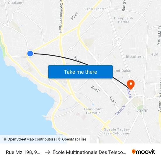 Rue Mz 198, 918 to École Multinationale Des Telecoms map