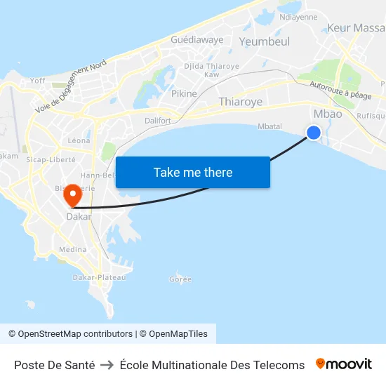 Poste De Santé to École Multinationale Des Telecoms map