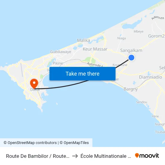 Route De Bambilor / Route De Keur Massar to École Multinationale Des Telecoms map