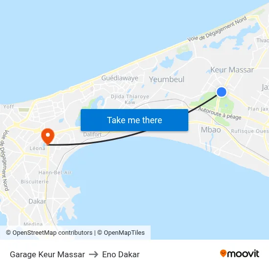 Garage Keur Massar to Eno Dakar map