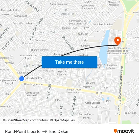 Rond-Point Liberté to Eno Dakar map