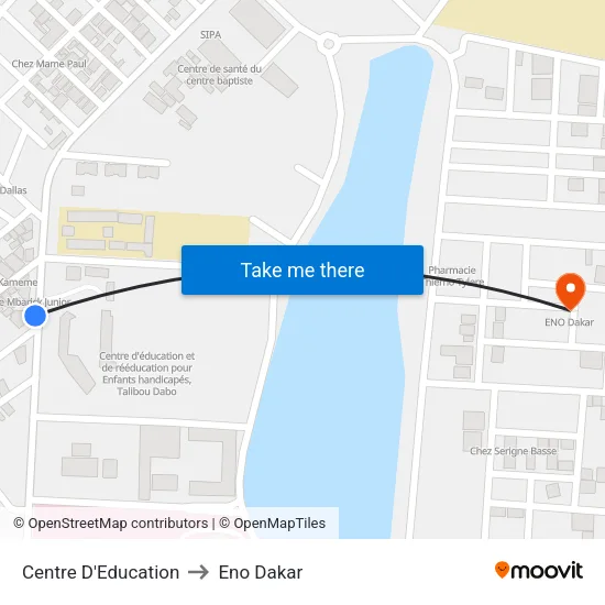 Centre D'Education to Eno Dakar map
