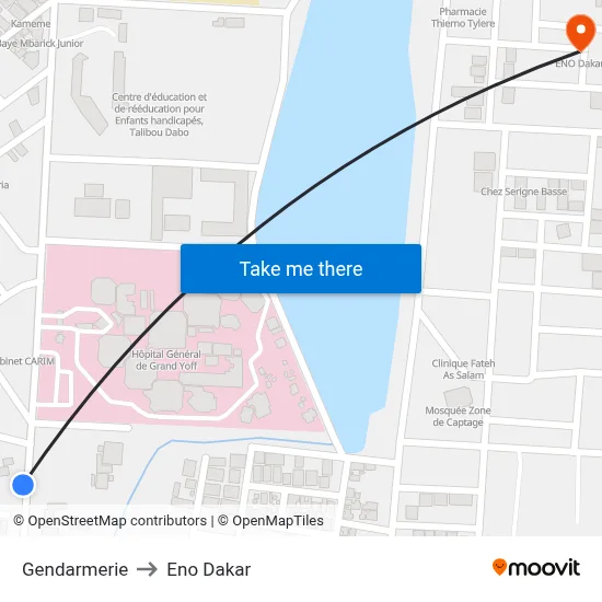 Gendarmerie to Eno Dakar map