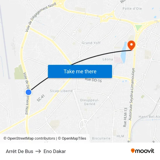 Arrêt De Bus to Eno Dakar map