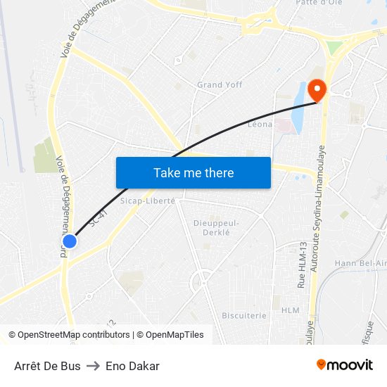 Arrêt De Bus to Eno Dakar map