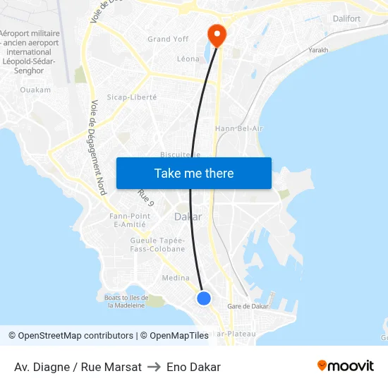Av. Diagne / Rue Marsat to Eno Dakar map
