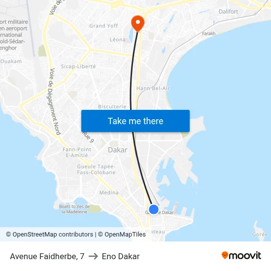 Avenue Faidherbe, 7 to Eno Dakar map