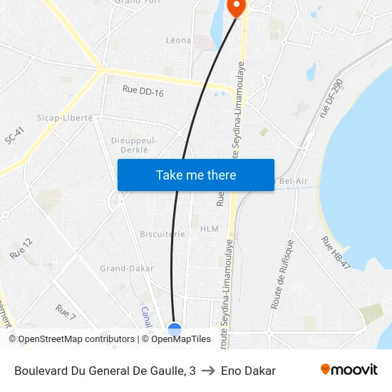 Boulevard Du General De Gaulle, 3 to Eno Dakar map